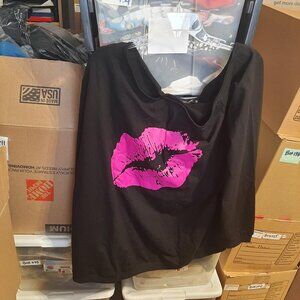 NEW! Vintage MagicMK Lip Crop 90's Fashion Hip Hop Kiss T Shirt Black/Pink Sz5XL